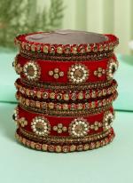   Wedding Wear  Red Color Velvet Work Bangle Set:-2.4,2.6,2.8